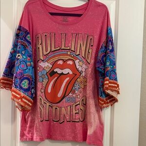 Rolling Stones Womens Pink Graphic Top